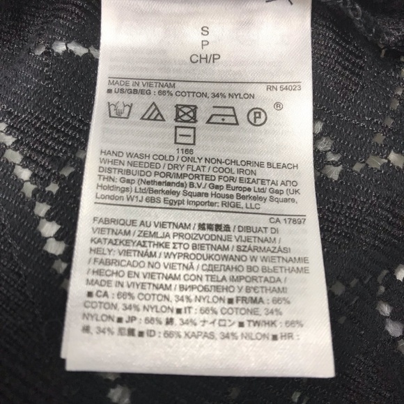 Banana Republic NEW With Tags Black 3/4 Pointelle Geometric Top Small - Picture 6 of 8